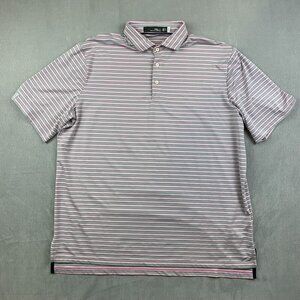 Ralph Lauren RLX Mens Shirt XL Pink Gray Striped Polo Golf Stretch Performance